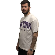 AMORMAN New York Dijital Sırt Göğüs Baskılı Oversize Pamuk Erkek Tşört