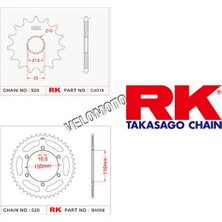 RK Yamaha YZF-R25 Rk Ön Arka Dişli 520 - 14/43 T(2015-2020)