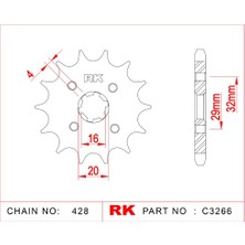 RK Suzuki GSX 125 R RK Çelik Ön Dişli C3266-14 (2017-2020)