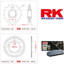 RK Honda Cb 900 F Hornet Rk Zincir Dişli Set 530 Ero O-Ring 16/43T(2002-2006)