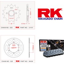 RK Kawasaki Ex 250 R Nınja Rk Zincir Dişli Set 520 Klo O-Ring 16/47T(2008-2011)