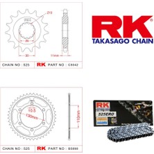 RK Yamaha TRACER 700 Rk Zincir Dişli Set 525 ERO O-Ring 16/43T (2016-2019)