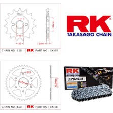 RK Ktm Duke 200 Rk O-Ring Zincir Dişli Set 520 Klo 110 L-14/42T(2015-2019)