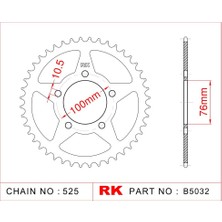 RK Benellı Tnt 250 Rk Çelik Arka Dişli B5032-44(2015-2020)