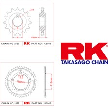 RK Honda CB 650 F Rk Ön Arka Dişli 525 - 15/42 T (2014-2018)