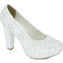 Trendyshoes Trendyshose 202452 Z Kalın Topuklu Kadın Platform Taslı Gelin Ayakkabı