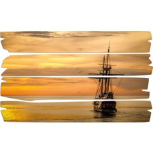 Renkselart Gemi Gün Batımı Deniz Mdf Tablo 1372 (Model E)