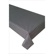 Ekselans Home Siyah Puantiyeli Dertsiz Leke Tutmaz Duck Kumaş Mutfak Masa Örtüsü