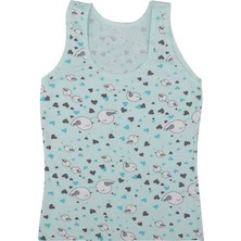 Kota Kalın Askılı Kuş Baskılı Kız Çocuk Atlet 3412 | Su Yeşili