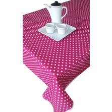 Ekselans Home Fuşya Puantiyeli Dertsiz Leke Tutmaz Duck Kumaş Mutfak Masa Örtüsü