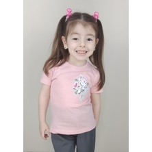 Bluence Kız Çocuk Pamuklu Pembe T-Shirt