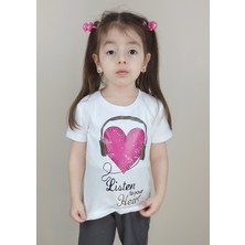 Bluence Kız Çocuk Pamuklu Beyaz T-Shirt