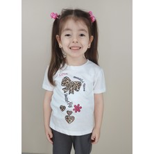 Bluence Kız Çocuk Pamuklu Beyaz T-Shirt