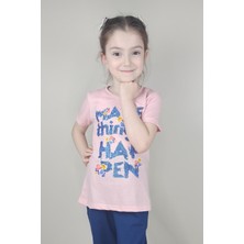 Bluence Kız Garson Pamuklu Pembe T-Shirt