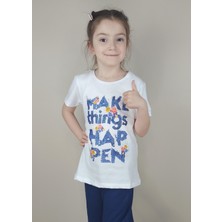 Bluence Kız Garson Pamuklu Beyaz T-Shirt