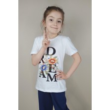 Bluence Kız Garson Pamuklu Beyaz T-Shirt