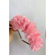 Bukalemun Company Kristal Işıltılı Şifon Çiçekli Kadın Çocuk El Yapımı Taç