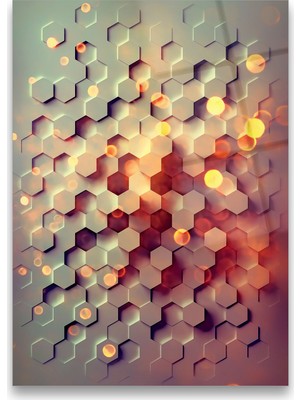 Glass Art Concept Soyut Altıgen Cam Tablo