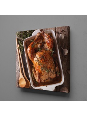Technopa Kızarmış Tüm Tavuk Kare Kanvas Tablo 150 x 150 cm