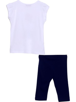 Silversun Silversunkids | Kız Çocuk Beyaz Renkli Baskılı Tişört ve Tayt Takım | Kt 218166