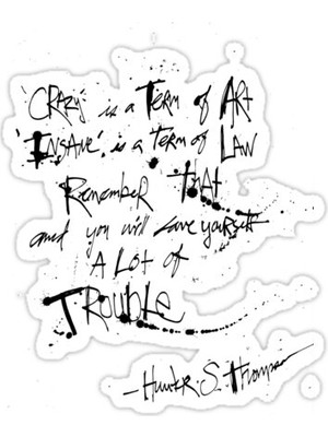 Universal Hunter S.Thompson: Çılgın Bir Sanat Dönemidir Quote Sticker Araba Oto Arma Duvar Sticker