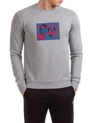 Qivi The Black Keys The Black Keys Baskılı Gri Erkek Örme Sweatshirt Uzun Kol