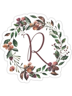 Universal Monogram R Taze Bahçe Çiçekleri Ve Yeşillik Sticker Araba Oto Arma Duvar Sticker