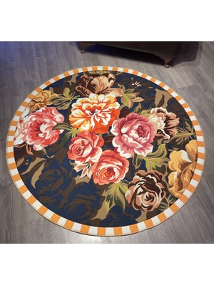 Rugs Modern Mira  816 Çiçek Desen Çok Renkli Dekoratif  Çap Yıkanabilir Halı