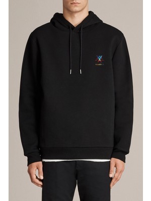 Qivi Kpop Poetri Kempit Monsta x Baskılı Siyah Erkek Örme Kapşonlu Sweatshirt Uzun Kol
