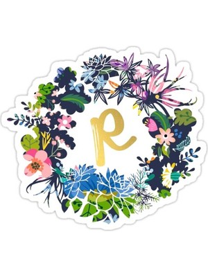 Universal R Çiçekler Sticker Araba Oto Arma Duvar Sticker Ev Dekoratif Çıkartma 15 Cm