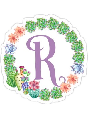 Universal Kişiselleştirilmiş Etli Kaktüs Monogram Ilk R Sticker Araba Oto Arma Duvar Sticker