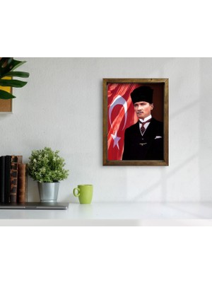 Bk Gift Atatürk Tasarımlı Doğal Masif Ahşap Çerçeveli Tablo23