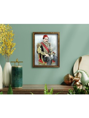 Bk Gift Sultan Iı Abdülhamid Han Tasarımlı Doğal Masif Ahşap Çerçeveli Tablo-6