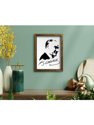 Bk Gift Atatürk Tasarımlı Doğal Masif Ahşap Çerçeveli Tablo-46