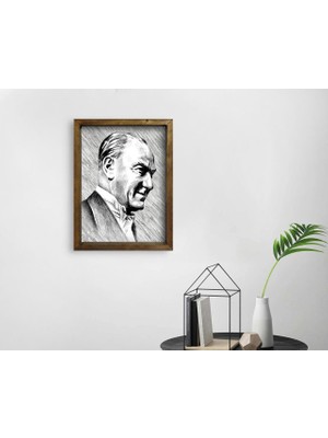 Bk Gift Atatürk Tasarımlı Doğal Masif Ahşap Çerçeveli Tablo-32