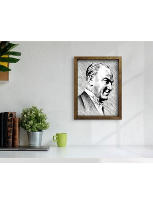 Bk Gift Atatürk Tasarımlı Doğal Masif Ahşap Çerçeveli Tablo-32