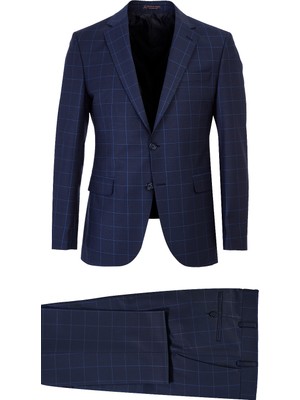 Kiğılı 7 Drop Slim Fit Dar Kesim Yünlü Kareli Takım Elbise