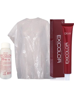 Exicolor Saç Boyası Tüp 60 ml - 7.443 Kumral Yoğun Bakır Dore + 20 Volüm Peroksit + Boya Naylonu