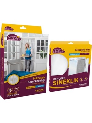 Omak Mıknatıslı Kapı Sinekliği 2X(60X210) cm + Pencere Sinekliği 130X150 cm
