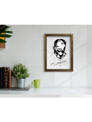 Bk Gift Atatürk Tasarımlı Doğal Masif Ahşap Çerçeveli Tablo 45X65CM-48