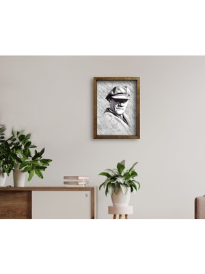 Bk Gift Atatürk Tasarımlı Doğal Masif Ahşap Çerçeveli Tablo 45X65CM-39