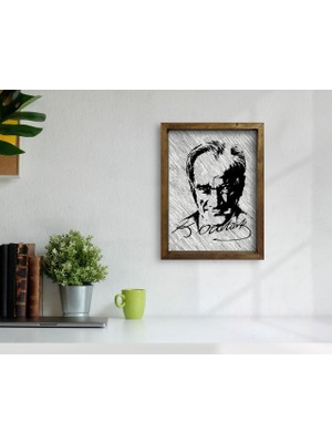 Bk Gift Atatürk Tasarımlı Doğal Masif Ahşap Çerçeveli Tablo 45X65CM-35