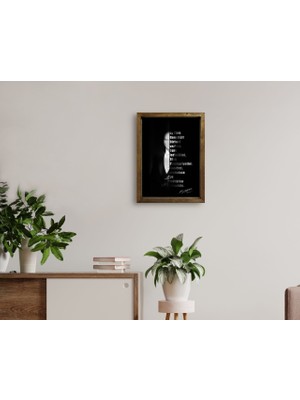 Bk Gift Atatürk Tasarımlı Doğal Masif Ahşap Çerçeveli Tablo 45X65CM-31