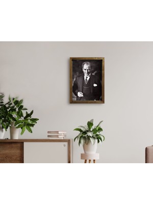 Bk Gift Atatürk Tasarımlı Doğal Masif Ahşap Çerçeveli Tablo 45X65CM-22