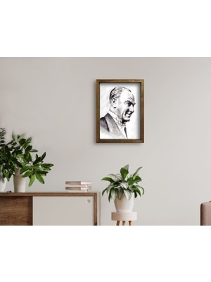 Bk Gift Atatürk Tasarımlı Doğal Masif Ahşap Çerçeveli Tablo 45X65CM-20