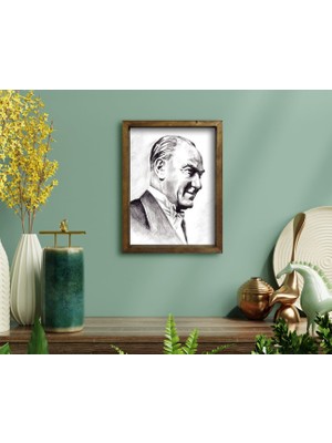 Bk Gift Atatürk Tasarımlı Doğal Masif Ahşap Çerçeveli Tablo 45X65CM-20