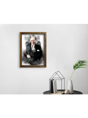 Bk Gift Atatürk Tasarımlı Doğal Masif Ahşap Çerçeveli Tablo 45X65CM-5