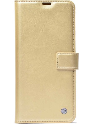 kilifone - Huawei P Smart 2021 - Kılıf 360 Full Koruma Kapakli Kartlikli Kart Bölmeli Cüzdan Kilif - Gold - T15154