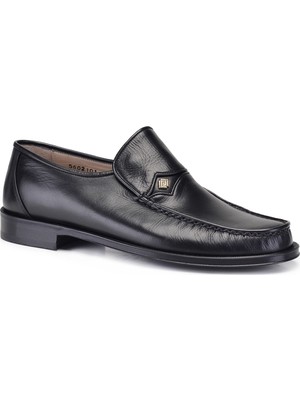 Nevzat Onay Siyah Klasik Bağcıksız Rok Kösele Erkek Ayakkabı -9051-