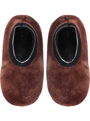 Unlimited Legwear Kahverengi Peluş Altı Kaymaz Çocuk Ev Patiği 6-8 Yaş